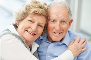 Closeup portrait of a loving senior female with a mature male
