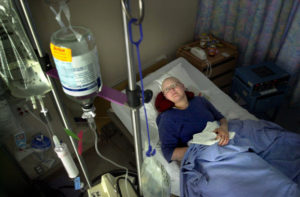 15-year-old Leslie Arnett undergoes drug treatment for a type of cancer known as Ewing's sarcoma at U.C. Davis Medical Center. Arnett is part of a national clinical drug trial called dose intensification. Photo taken April 2002. Kids on Meds project. Sacramento Bee/ Lezlie Sterling/ZUMA Press(Credit Image: Lezlie Sterling/Sacramento Bee/ZUMAPRESS.com)